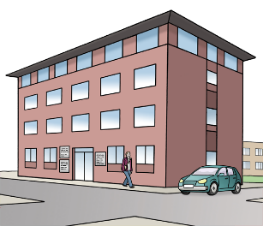 Illustration eines Bürogebäudes