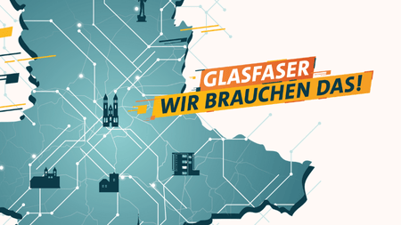 Umriss des Lande Sachsen-Anhalt mit Schriftzug: Glasfaser wir brauchen das