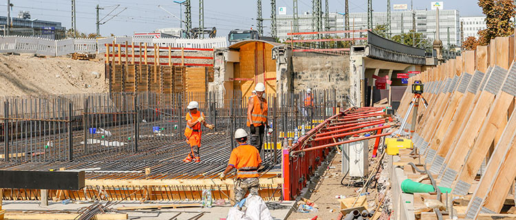 Bauarbeiten am Bahnhof Halle (Saale)